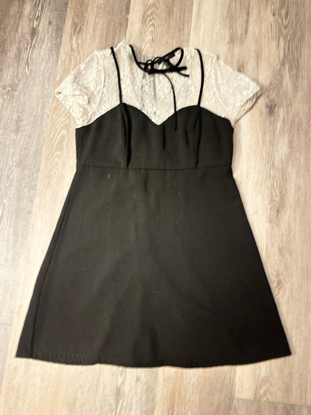Forever 21 Black Dress with White Lace Yoke